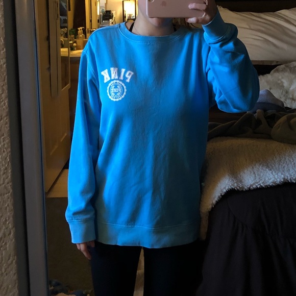 PINK Victoria's Secret Sweaters - BRIGHT BLUE PINK SWEATSHIRT